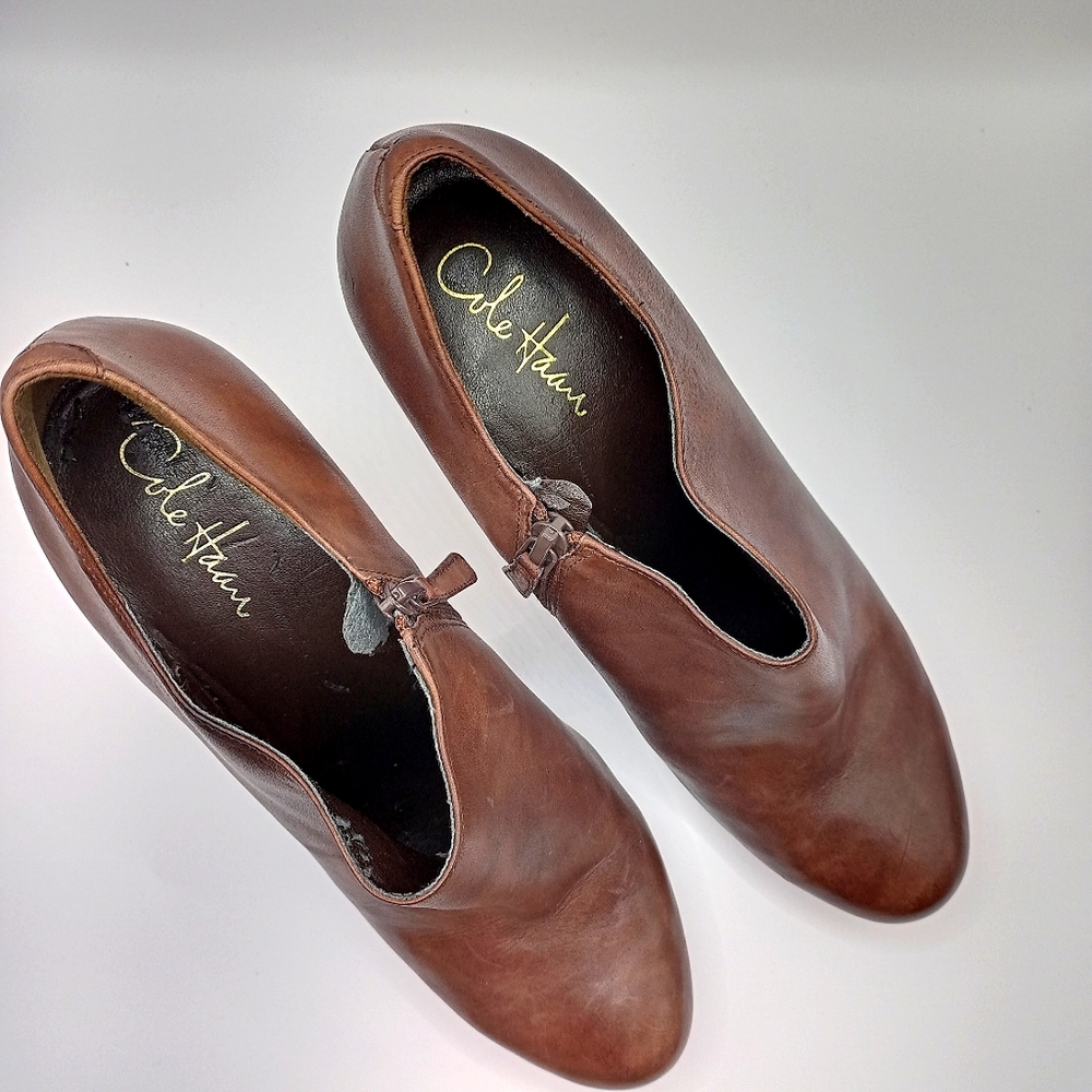 Cole Hann Brown Leather High Heel Booties - Picture 6 of 12